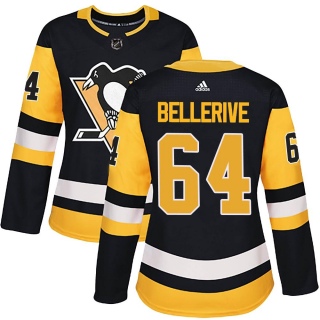 Women's Jordy Bellerive Pittsburgh Penguins Adidas Home Jersey - Authentic Black