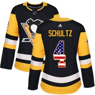 Women's Justin Schultz Pittsburgh Penguins Adidas USA Flag Fashion Jersey - Authentic Black