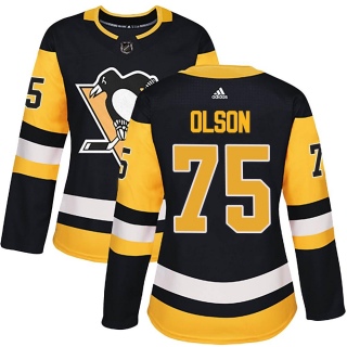 Women's Kyle Olson Pittsburgh Penguins Adidas Home Jersey - Authentic Black