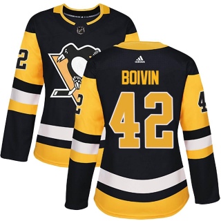 Women's Leo Boivin Pittsburgh Penguins Adidas Home Jersey - Authentic Black