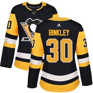 Women's Les Binkley Pittsburgh Penguins Adidas Home Jersey - Authentic Black