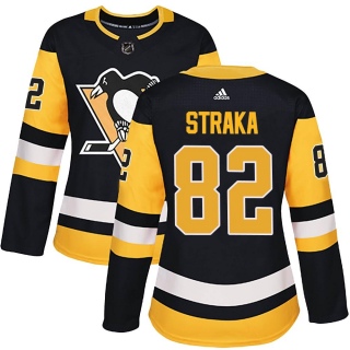 Women's Martin Straka Pittsburgh Penguins Adidas Home Jersey - Authentic Black