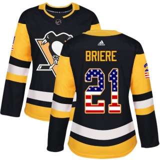 Women's Michel Briere Pittsburgh Penguins Adidas USA Flag Fashion Jersey - Authentic Black