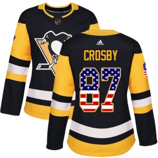 Women's Sidney Crosby Pittsburgh Penguins Adidas USA Flag Fashion Jersey - Authentic Black