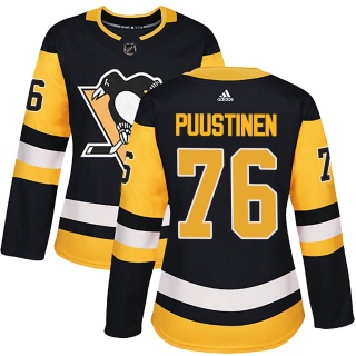 Women's Valtteri Puustinen Pittsburgh Penguins Adidas Home Jersey - Authentic Black