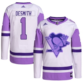 Youth Casey DeSmith Pittsburgh Penguins Adidas Hockey Fights Cancer Primegreen Jersey - Authentic White/Purple