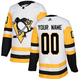 Youth Custom Pittsburgh Penguins Adidas Custom Away Jersey - Authentic White