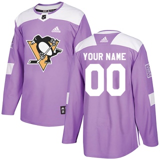 Youth Custom Pittsburgh Penguins Adidas Custom Fights Cancer Practice Jersey - Authentic Purple