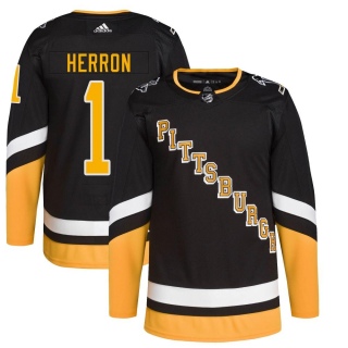 Youth Denis Herron Pittsburgh Penguins Adidas 2021/22 Alternate Primegreen Pro Player Jersey - Authentic Black