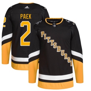 Youth Jim Paek Pittsburgh Penguins Adidas 2021/22 Alternate Primegreen Pro Player Jersey - Authentic Black