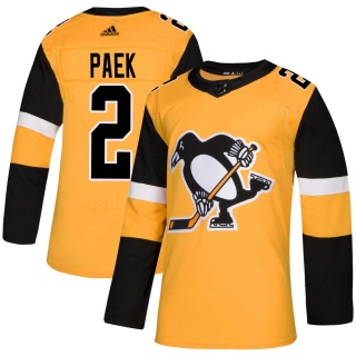 Youth Jim Paek Pittsburgh Penguins Adidas Alternate Jersey - Authentic Gold
