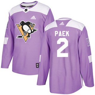Youth Jim Paek Pittsburgh Penguins Adidas Fights Cancer Practice Jersey - Authentic Purple