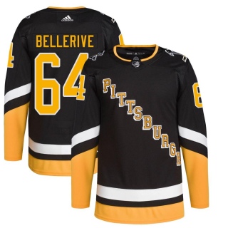 Youth Jordy Bellerive Pittsburgh Penguins Adidas 2021/22 Alternate Primegreen Pro Player Jersey - Authentic Black