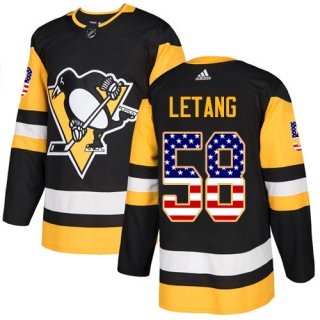 Youth Kris Letang Pittsburgh Penguins Adidas USA Flag Fashion Jersey - Authentic Black