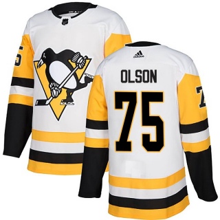 Youth Kyle Olson Pittsburgh Penguins Adidas Away Jersey - Authentic White