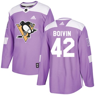 Youth Leo Boivin Pittsburgh Penguins Adidas Fights Cancer Practice Jersey - Authentic Purple