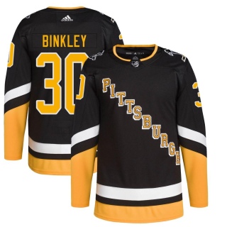 Youth Les Binkley Pittsburgh Penguins Adidas 2021/22 Alternate Primegreen Pro Player Jersey - Authentic Black