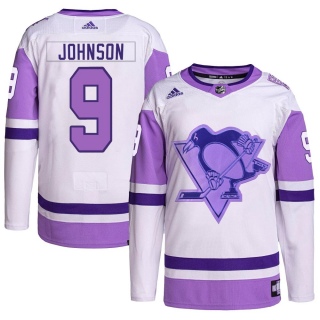 Youth Mark Johnson Pittsburgh Penguins Adidas Hockey Fights Cancer Primegreen Jersey - Authentic White/Purple