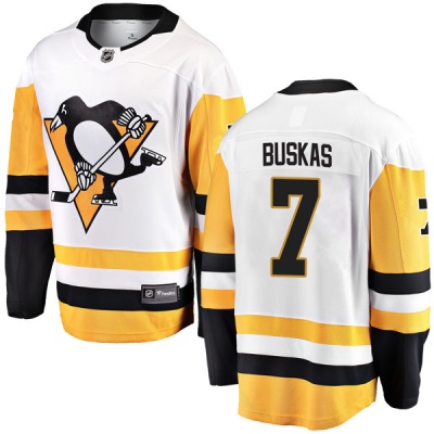 Youth Rod Buskas Pittsburgh Penguins Fanatics Branded Away Jersey - Breakaway White