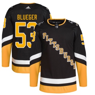 Youth Teddy Blueger Pittsburgh Penguins Adidas 2021/22 Alternate Primegreen Pro Player Jersey - Authentic Black