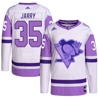 Youth Tristan Jarry Pittsburgh Penguins Adidas Hockey Fights Cancer Primegreen Jersey - Authentic White/Purple